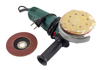 Image showing electric sander grinder tool worn sandpaper white 