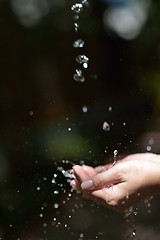 Image showing water stream on woman hand