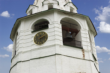 Image showing Bell tower with clock in the Suzdal Kremlin