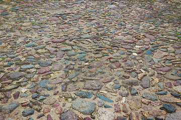 Image showing An ancient road paved  stones