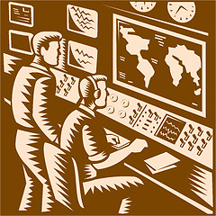 Image showing Control Room Command Center Headquarter Woodcut
