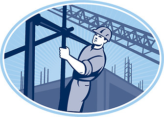 Image showing Construction Worker Scaffolding Retro