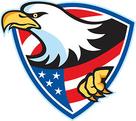 Image showing American Bald Eagle Flag Shield