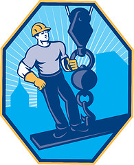 Image showing Construction Worker I-Beam Girder Ball Hook