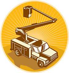 Image showing Cherry Picker Bucket Truck Access Equipment Retro