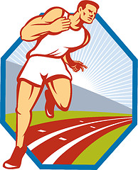 Image showing Marathon Runner Running Race Track Retro