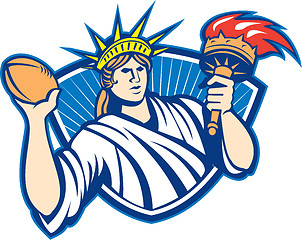 Image showing Statue of Liberty Throwing Football Ball