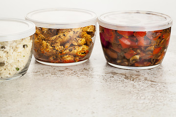 Image showing dinner meal in glass containers