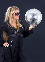 Image showing party girl with disco ball