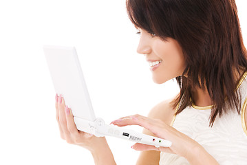 Image showing happy woman with laptop computer