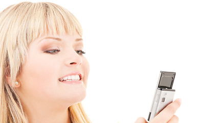 Image showing happy woman with cell phone