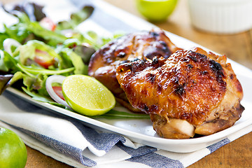 Image showing Grilled chicken with salad 