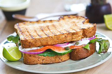 Image showing Smoked salmon sandwich