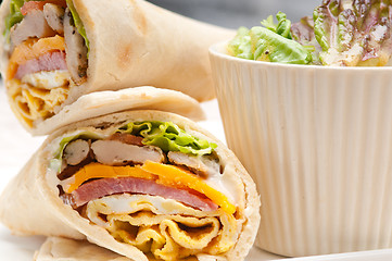 Image showing club sandwich pita bread roll