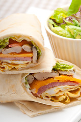 Image showing club sandwich pita bread roll