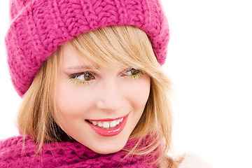 Image showing happy teenage girl in hat