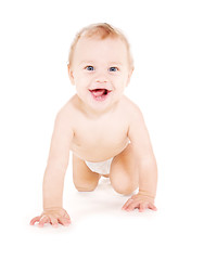 Image showing crawling baby boy in diaper