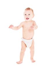 Image showing standing baby boy in diaper