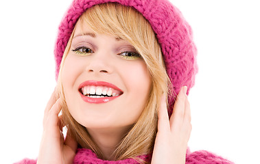 Image showing happy teenage girl in hat