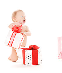 Image showing baby boy with gifts