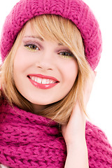 Image showing happy teenage girl in hat