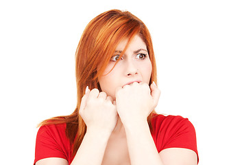 Image showing unhappy redhead woman