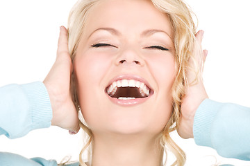 Image showing happy screaming woman