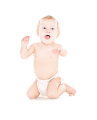 Image showing sitting baby boy in diaper