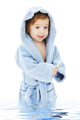 Image showing baby boy in blue robe