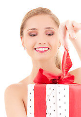 Image showing happy girl with gift box
