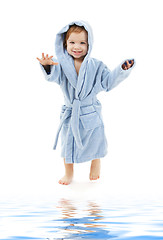 Image showing baby boy in blue robe