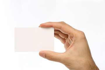 Image showing Man holding a business card