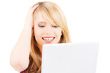 Image showing teenage girl with laptop computer