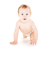 Image showing crawling baby boy in diaper