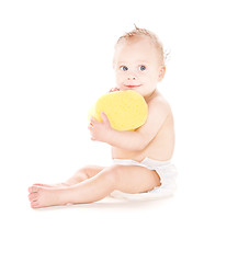 Image showing baby boy with sponge