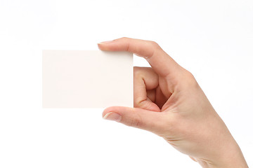 Image showing Woman holding a business card