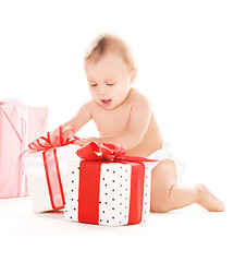 Image showing baby boy with gifts