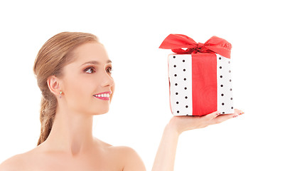 Image showing happy girl with gift box