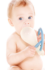 Image showing baby boy with big pacifier