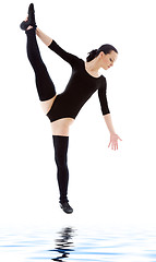 Image showing fitness instructor in black leotard