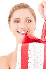 Image showing happy girl with gift box