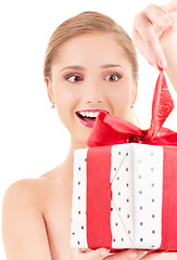 Image showing happy girl with gift box