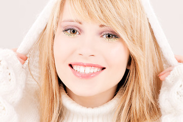 Image showing lovely teenage girl in hoodie