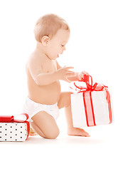 Image showing baby boy with gifts