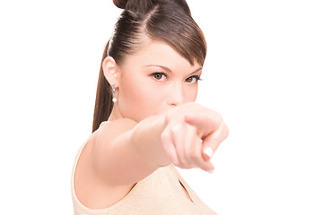 Image showing woman pointing her finger