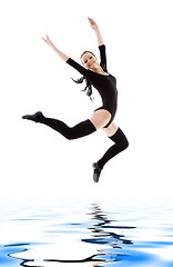 Image showing jumping girl in black leotard