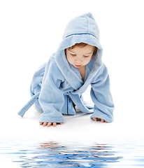 Image showing baby boy in blue robe