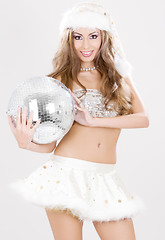 Image showing sexy santa helper with disco ball