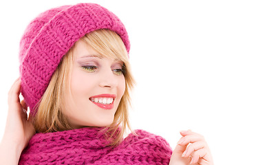 Image showing happy teenage girl in hat