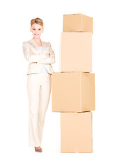 Image showing businesswoman with boxes